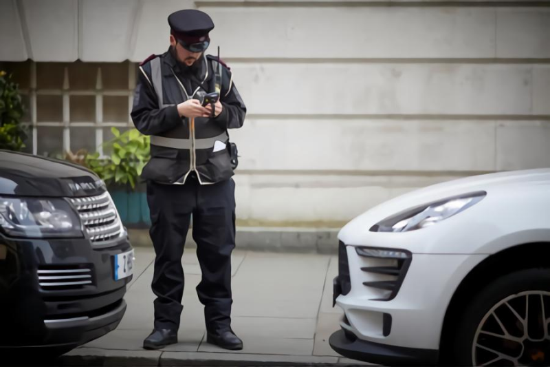 Warden issuing a parking charge