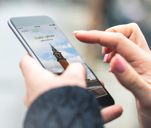 Woman using PayByPhone app